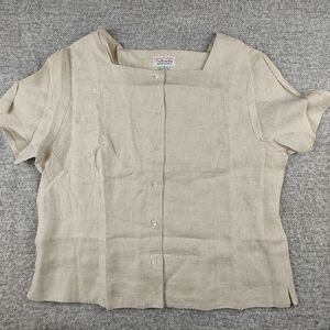 Talbots Button Down Short Sleeves Square Neck Women Top Size 16